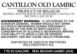 Cantillon "Old Lambic" keg label, approved April 29, 2006.[1]